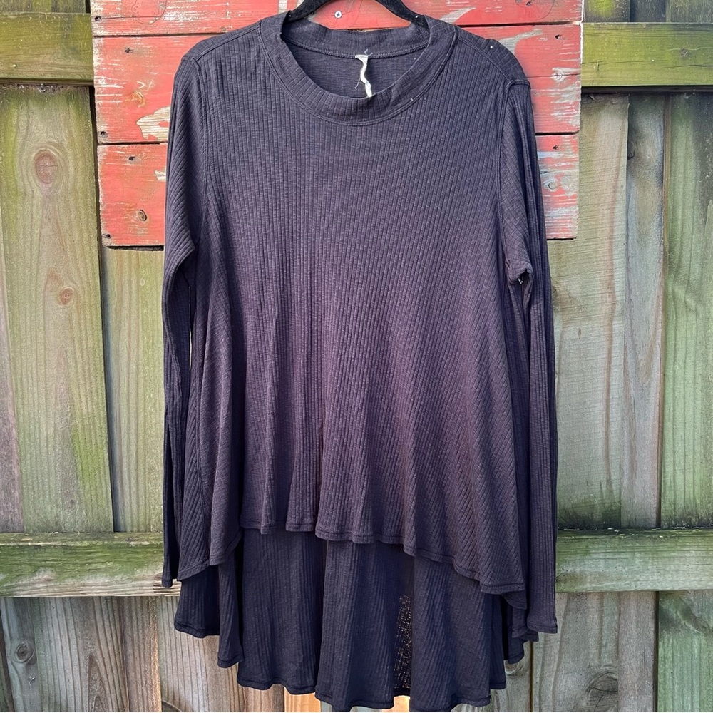 Lululemon Charcoal Rib Knit Women's Top M High Low